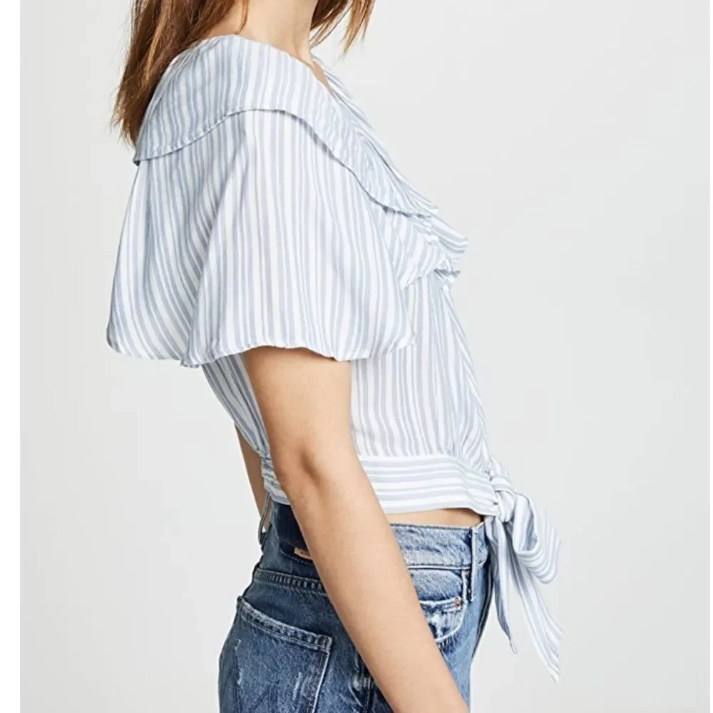NWT Free People Rosemary Ruffle & Tie Front Top